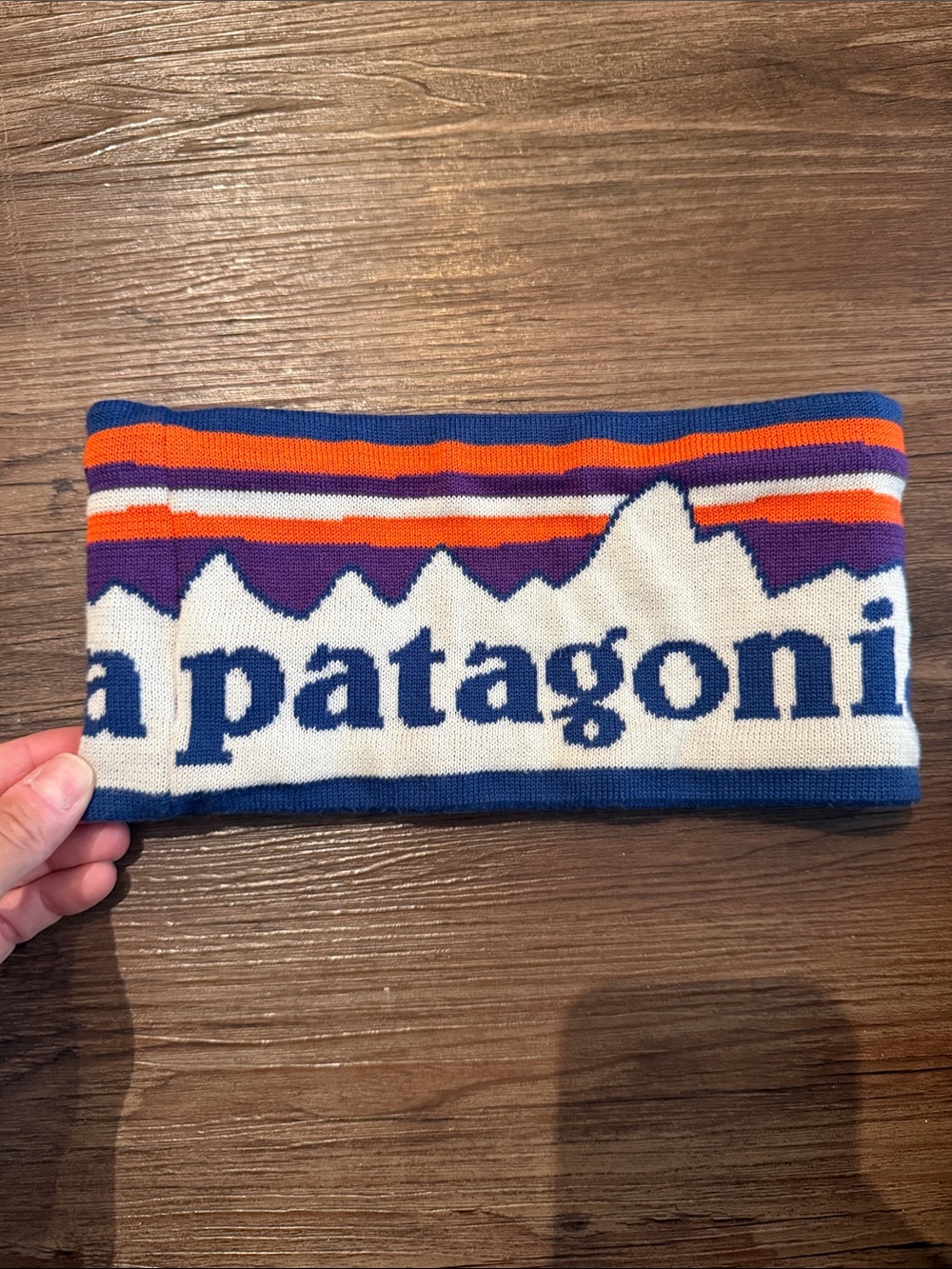 Patagonia Kids Striped Logo Headband in Blue, White, Purple, Orange